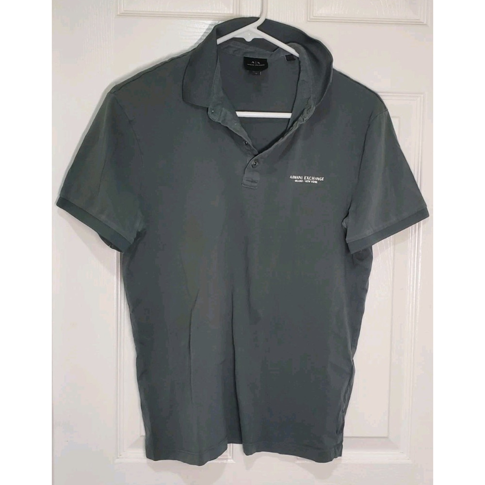 Armani Exchange A|X Polo Shirt Mens Medium Green Short Sleeve Logo Casual